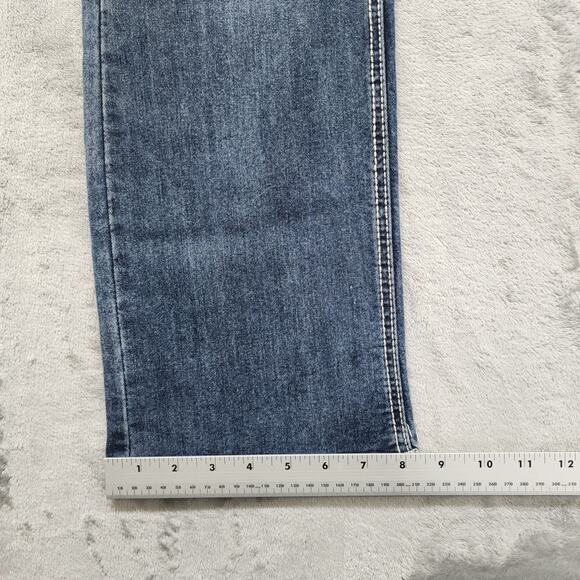 NEW D'mode Jeans Womens 11 Juniors Blue Mid Rise Straight Leg Flap Pockets Bling - Picture 15 of 16